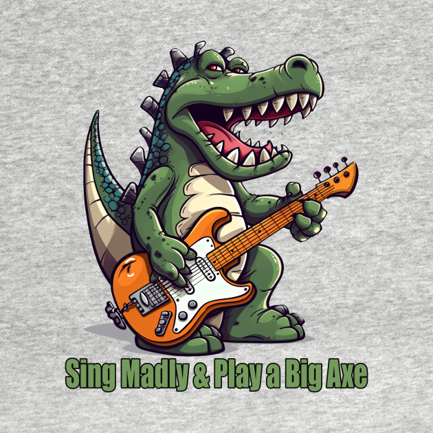 A T-Rex Dinosaur Singing Madly & Playing a Big Axe by SymbioticDesign